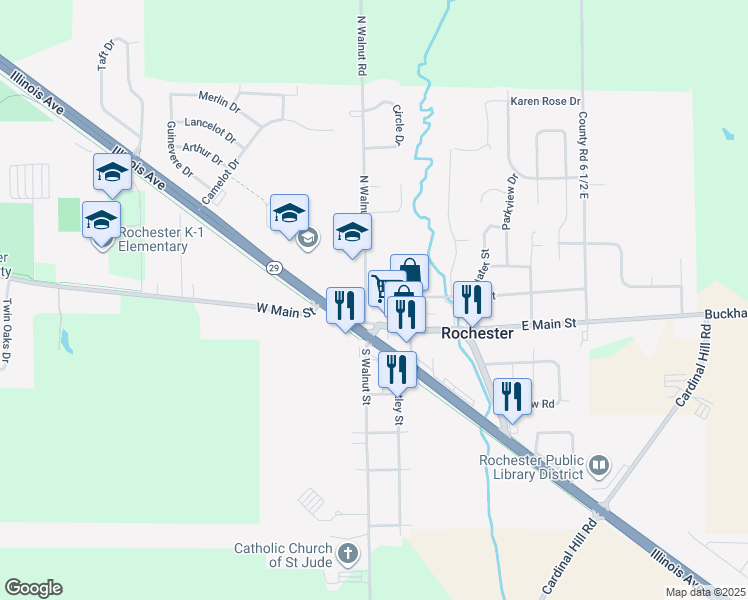 map of restaurants, bars, coffee shops, grocery stores, and more near in Rochester