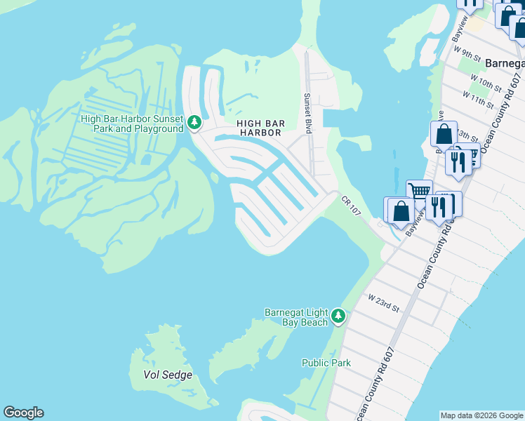 map of restaurants, bars, coffee shops, grocery stores, and more near 22 Adrian Road in Long Beach