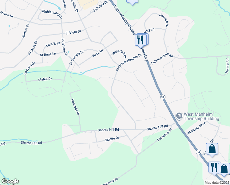 map of restaurants, bars, coffee shops, grocery stores, and more near 2182 Reservoir Heights Drive in Hanover