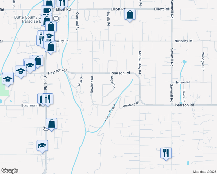map of restaurants, bars, coffee shops, grocery stores, and more near 5576 Heavenly Place in Paradise