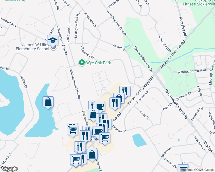 map of restaurants, bars, coffee shops, grocery stores, and more near 475 Berlin - Cross Keys Road in Sicklerville
