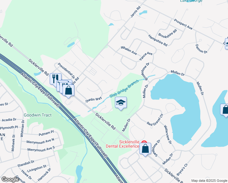 map of restaurants, bars, coffee shops, grocery stores, and more near 12 Willet Court in Gloucester Township