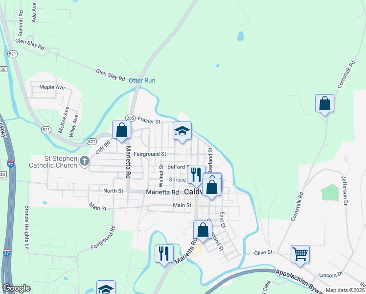 map of restaurants, bars, coffee shops, grocery stores, and more near 516 Fairground Street in Caldwell
