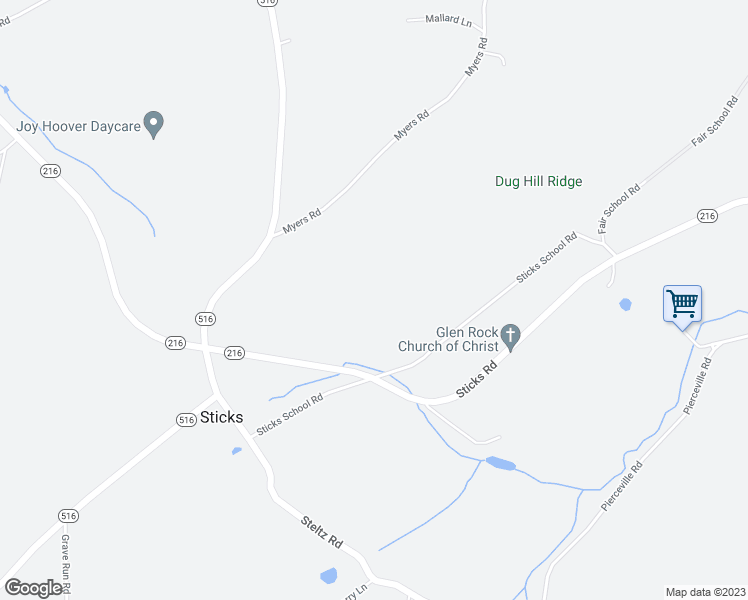 map of restaurants, bars, coffee shops, grocery stores, and more near 7113 Sticks School Road in Glen Rock