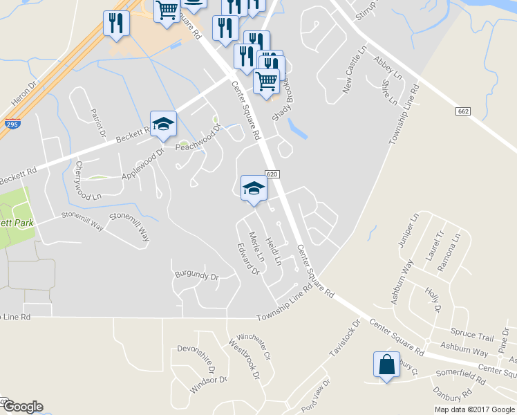 map of restaurants, bars, coffee shops, grocery stores, and more near 145 Heidi Lane in Swedesboro