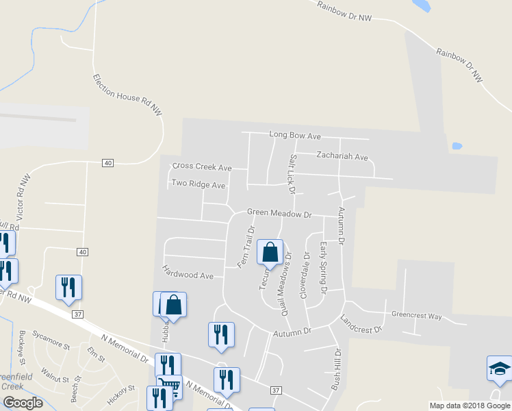 map of restaurants, bars, coffee shops, grocery stores, and more near 1203 Green Meadow Avenue in Lancaster