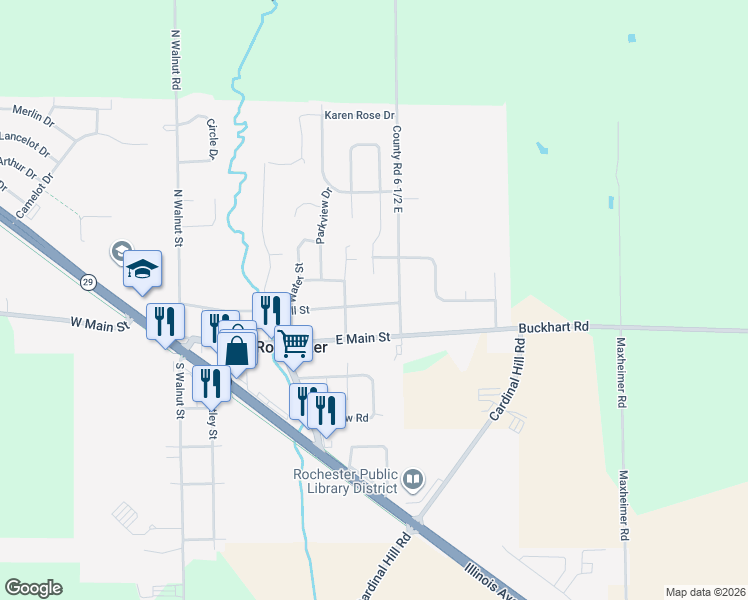 map of restaurants, bars, coffee shops, grocery stores, and more near 533 East Mill Street in Rochester