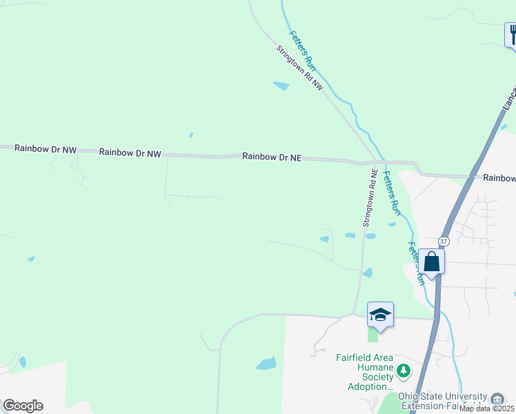 map of restaurants, bars, coffee shops, grocery stores, and more near 55 Rainbow Drive Northeast in Lancaster