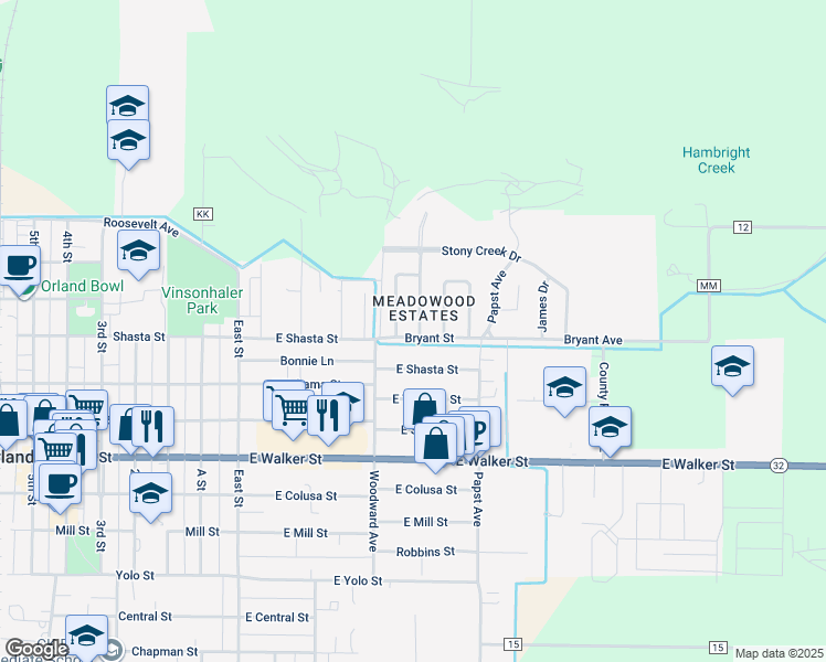map of restaurants, bars, coffee shops, grocery stores, and more near 342 Woodhaven Drive in Orland
