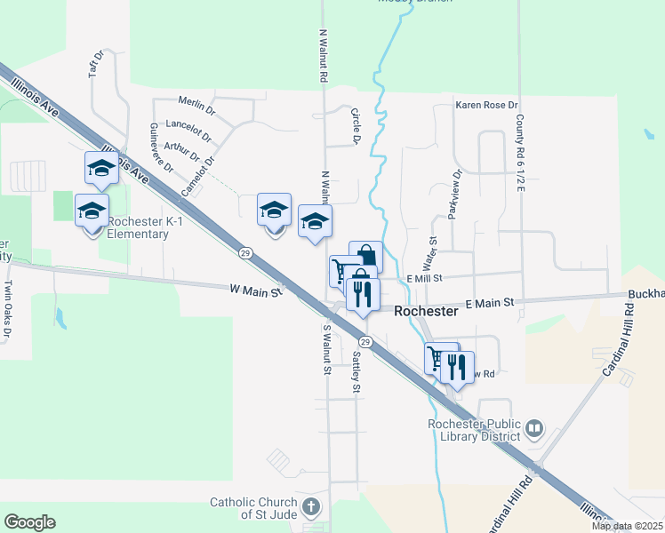map of restaurants, bars, coffee shops, grocery stores, and more near 101 East Mill Street in Rochester