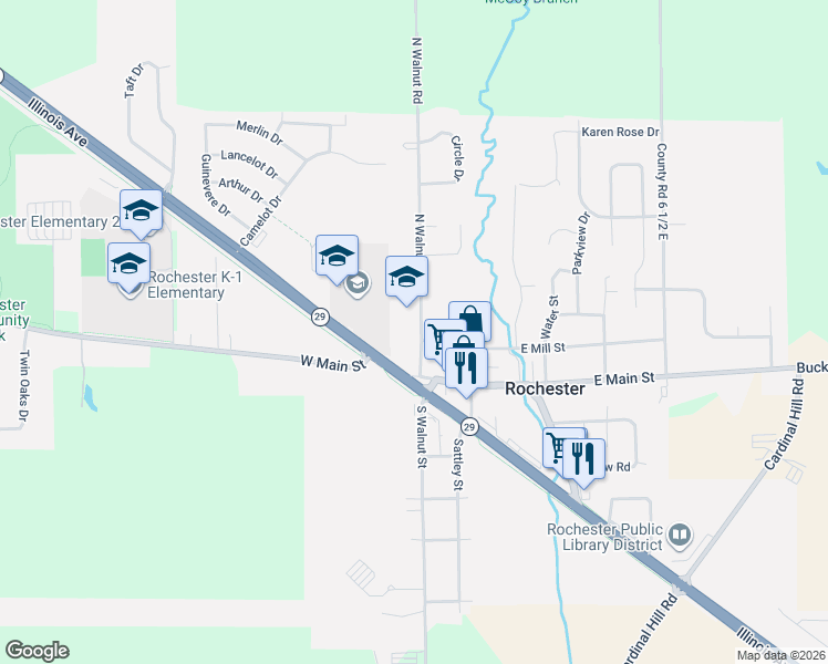 map of restaurants, bars, coffee shops, grocery stores, and more near 205 North Walnut Street in Rochester