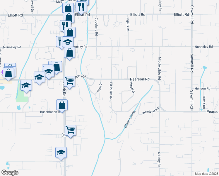 map of restaurants, bars, coffee shops, grocery stores, and more near 5627 Newland Road in Paradise