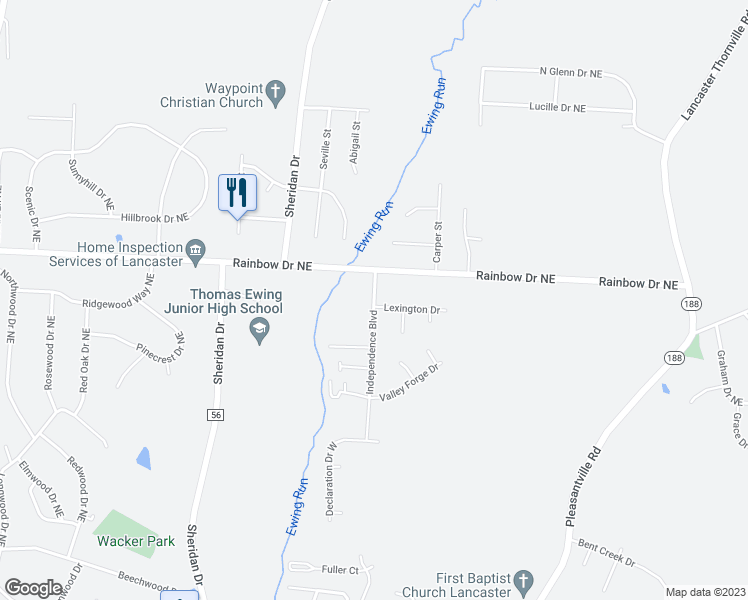 map of restaurants, bars, coffee shops, grocery stores, and more near 1959 Independence Boulevard in Lancaster