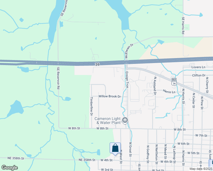 map of restaurants, bars, coffee shops, grocery stores, and more near 1110 Carriage Lane in Cameron