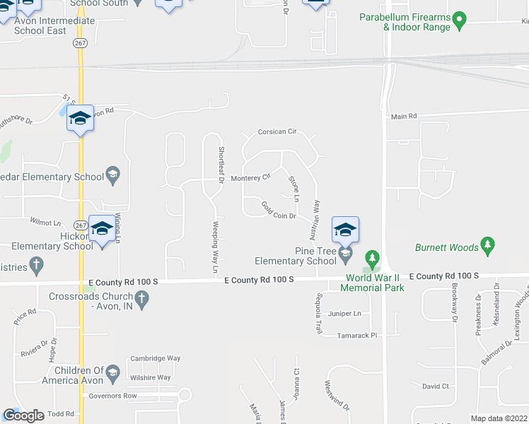 map of restaurants, bars, coffee shops, grocery stores, and more near 7619 Gold Coin Drive in Avon