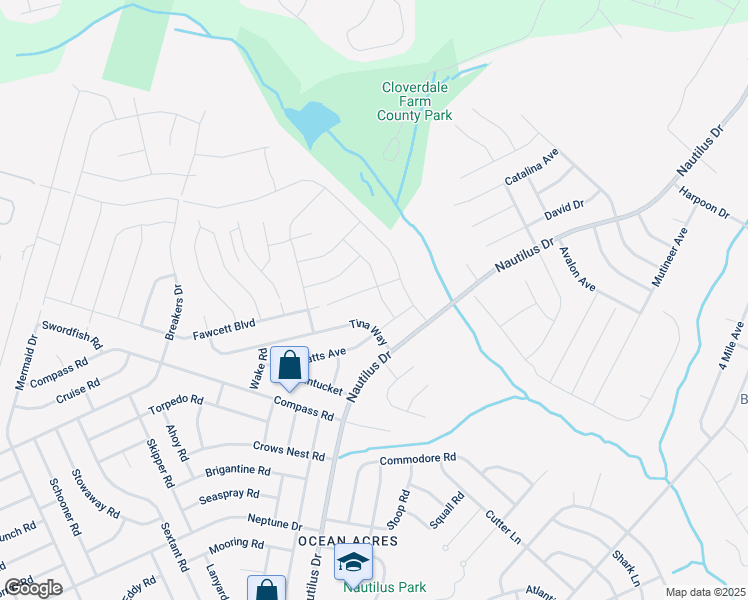 map of restaurants, bars, coffee shops, grocery stores, and more near 9 Whaler Avenue in Barnegat Township