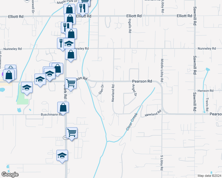 map of restaurants, bars, coffee shops, grocery stores, and more near 5627 Newland Road in Paradise