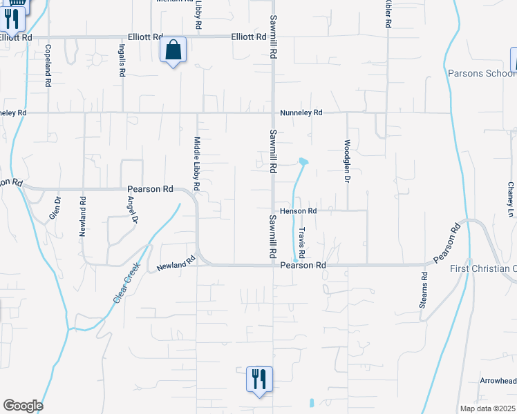map of restaurants, bars, coffee shops, grocery stores, and more near 1479 Bailey Lane in Paradise