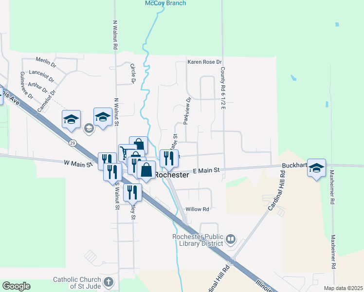 map of restaurants, bars, coffee shops, grocery stores, and more near 400-418 Lexington Heights Drive in Rochester