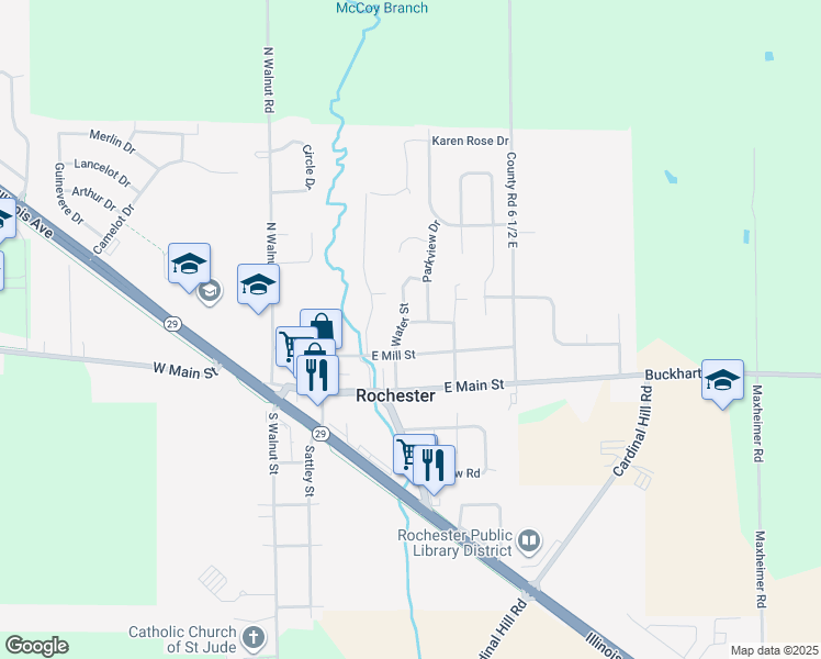 map of restaurants, bars, coffee shops, grocery stores, and more near 400 Lexington Heights Drive in Rochester