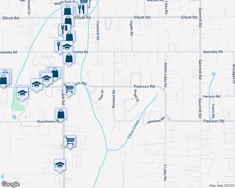 map of restaurants, bars, coffee shops, grocery stores, and more near 5630 Newland Road in Paradise