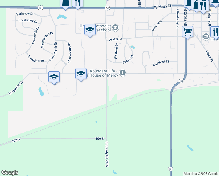map of restaurants, bars, coffee shops, grocery stores, and more near 613 Mackey Road in Danville