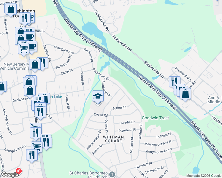 map of restaurants, bars, coffee shops, grocery stores, and more near 907 Preston Court in Washington Township