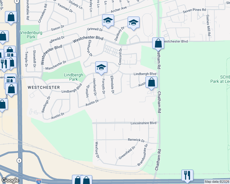 map of restaurants, bars, coffee shops, grocery stores, and more near 2201-2299 Austin Dr in Springfield