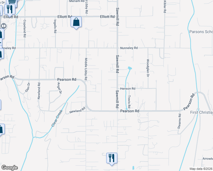 map of restaurants, bars, coffee shops, grocery stores, and more near 1479 Bailey Lane in Paradise