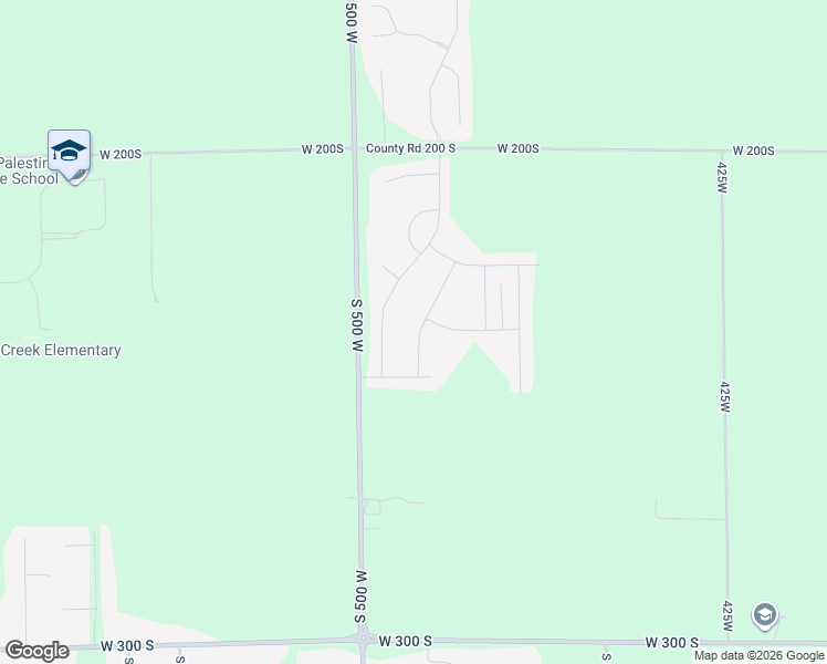 map of restaurants, bars, coffee shops, grocery stores, and more near 2175 County Road 500 West in New Palestine