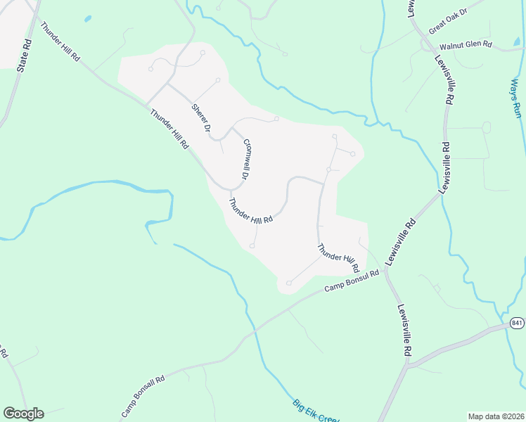 map of restaurants, bars, coffee shops, grocery stores, and more near 1121 Thunder Hill Road in Lincoln University