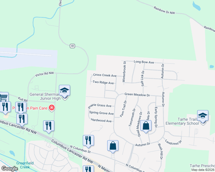 map of restaurants, bars, coffee shops, grocery stores, and more near 2645 Little Pine Lane in Lancaster