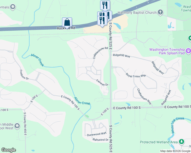 map of restaurants, bars, coffee shops, grocery stores, and more near 5113 Vantage Point Road in Avon