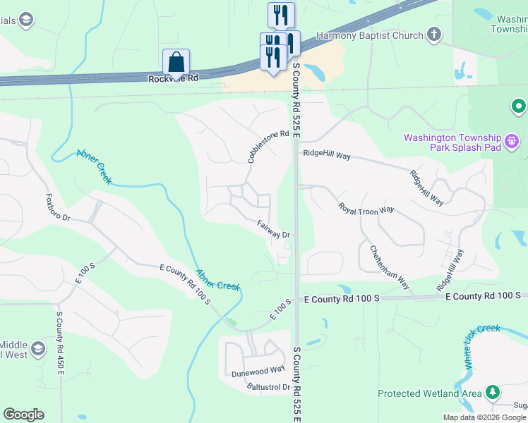 map of restaurants, bars, coffee shops, grocery stores, and more near 5113 Vantage Point Road in Avon
