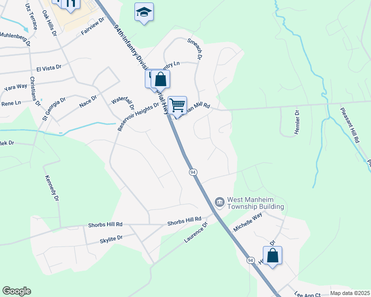 map of restaurants, bars, coffee shops, grocery stores, and more near 2296 Baltimore Pike in Hanover