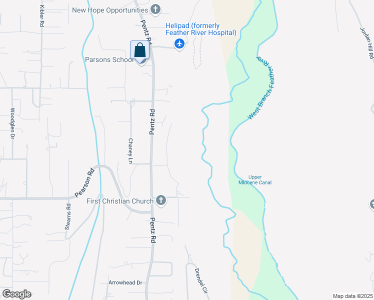 map of restaurants, bars, coffee shops, grocery stores, and more near 5650 Feather River Place in Paradise