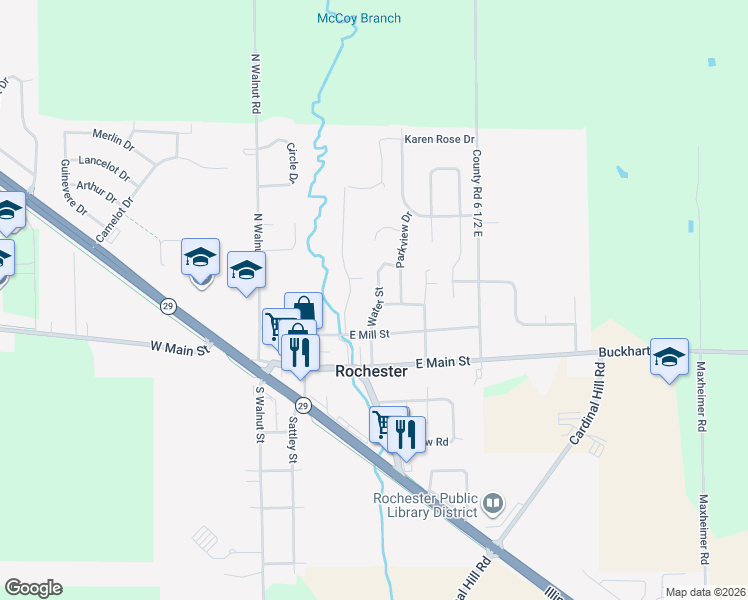 map of restaurants, bars, coffee shops, grocery stores, and more near 301 Water Street in Rochester