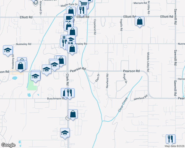 map of restaurants, bars, coffee shops, grocery stores, and more near Glen Circle in Paradise