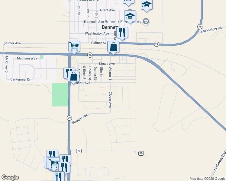 map of restaurants, bars, coffee shops, grocery stores, and more near 317 Maple Street in Bennett