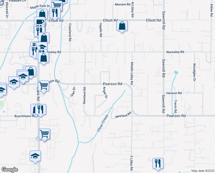 map of restaurants, bars, coffee shops, grocery stores, and more near 920 Pearson Road in Paradise