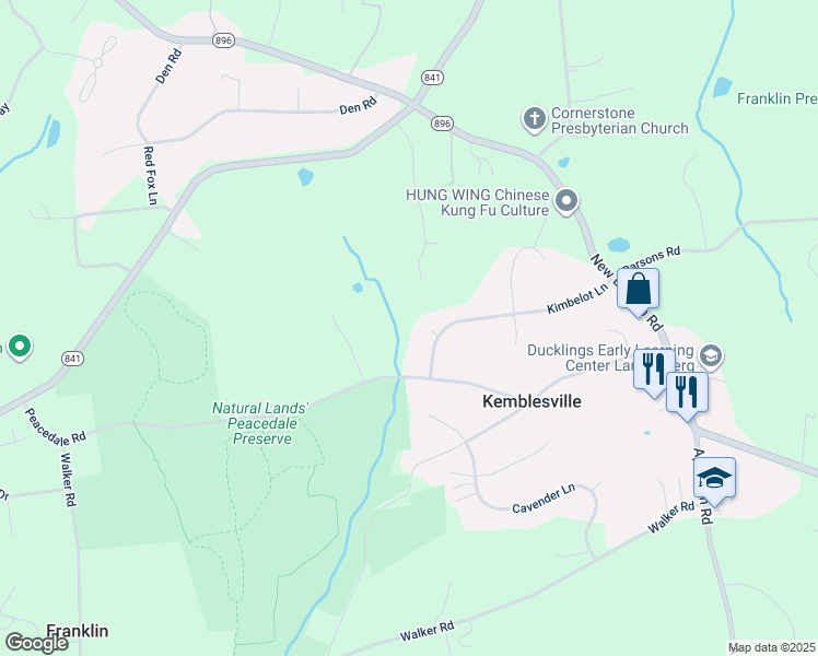 map of restaurants, bars, coffee shops, grocery stores, and more near 8 Deverel Place in Landenberg