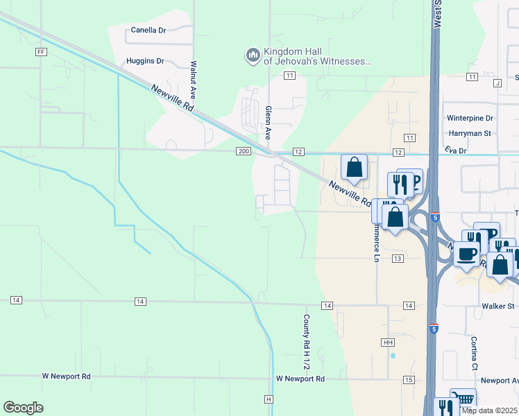map of restaurants, bars, coffee shops, grocery stores, and more near 6343 County Road 200 in Orland