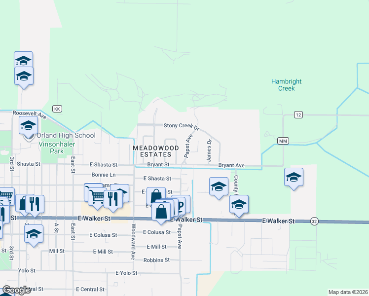 map of restaurants, bars, coffee shops, grocery stores, and more near 384 Papst Avenue in Orland