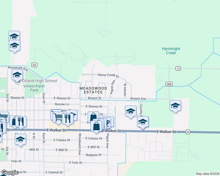 map of restaurants, bars, coffee shops, grocery stores, and more near 384 Papst Avenue in Orland