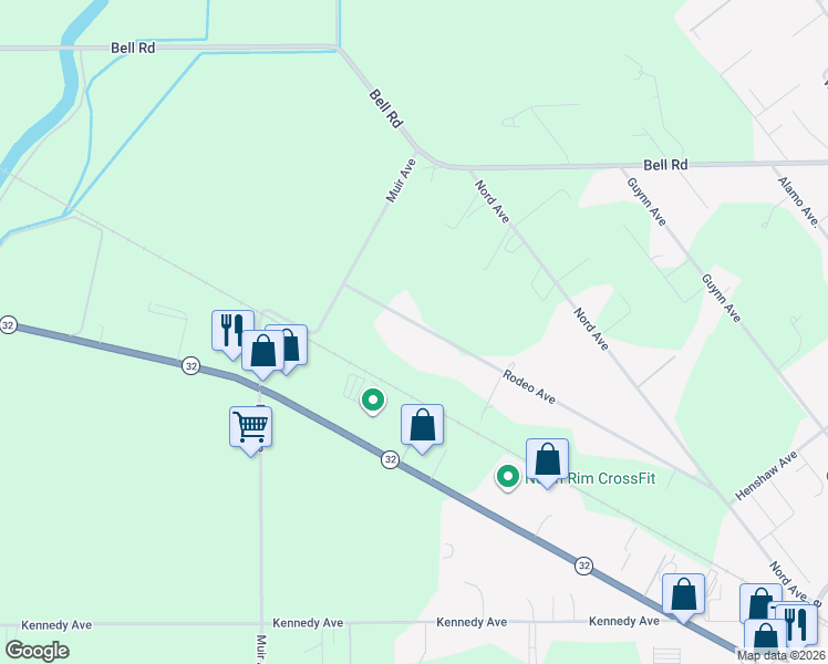 map of restaurants, bars, coffee shops, grocery stores, and more near 3261 Rodeo Avenue in Chico