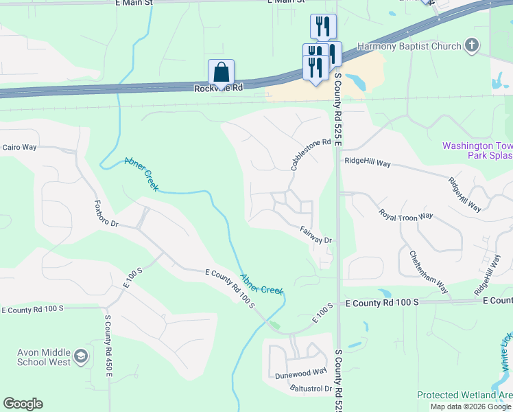 map of restaurants, bars, coffee shops, grocery stores, and more near 193 Sugarwood Lane in Avon