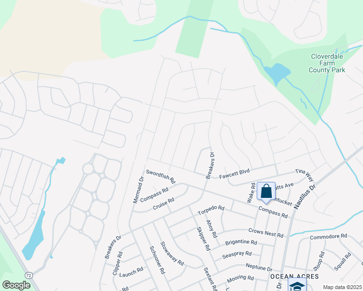 map of restaurants, bars, coffee shops, grocery stores, and more near 19 Half-Hitch Road in Barnegat Township