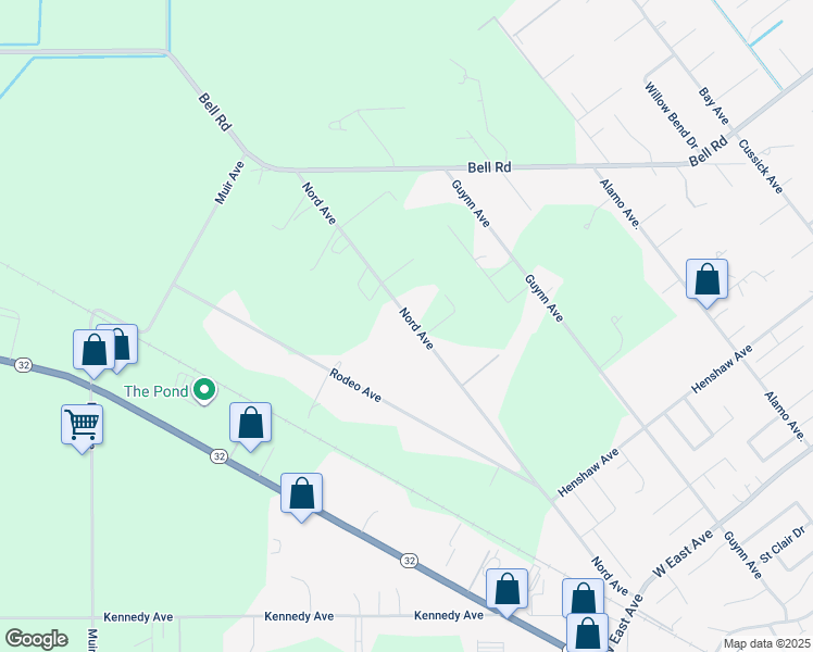 map of restaurants, bars, coffee shops, grocery stores, and more near 3077 Nord Avenue in Chico