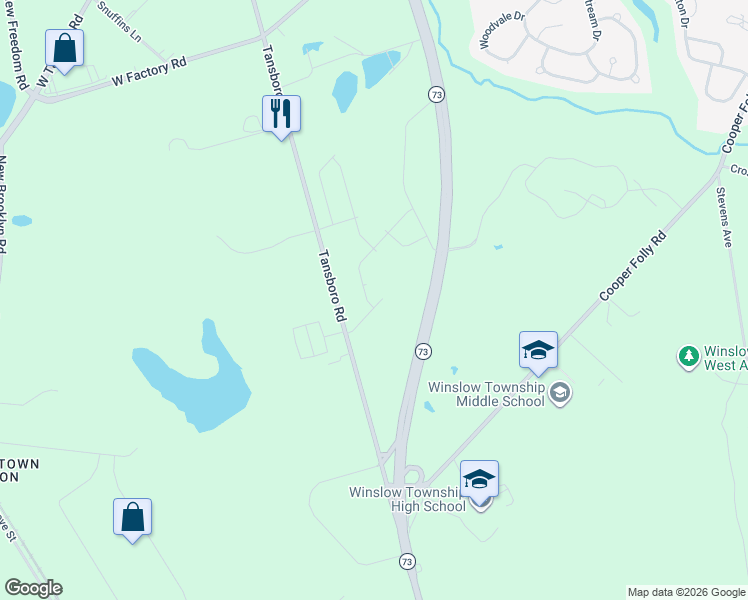 map of restaurants, bars, coffee shops, grocery stores, and more near 340 Tansboro Road in Berlin