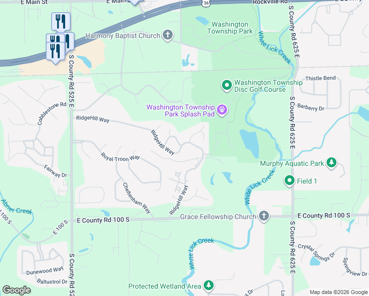 map of restaurants, bars, coffee shops, grocery stores, and more near 660 Green Ridge Drive in Avon
